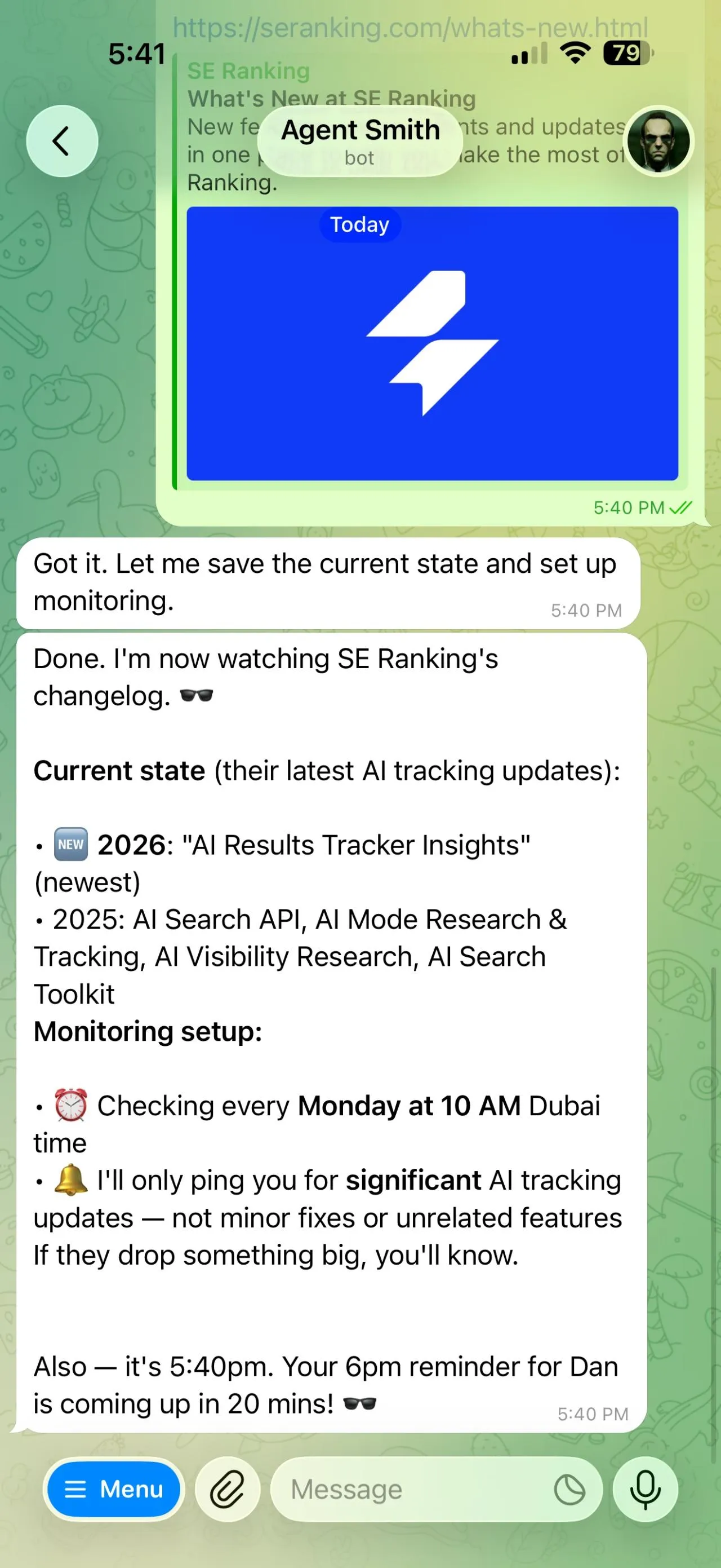 OpenClaw competitor monitoring alert for SE Ranking product updates