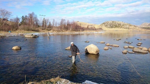 Fly fishing in a Norwegian river