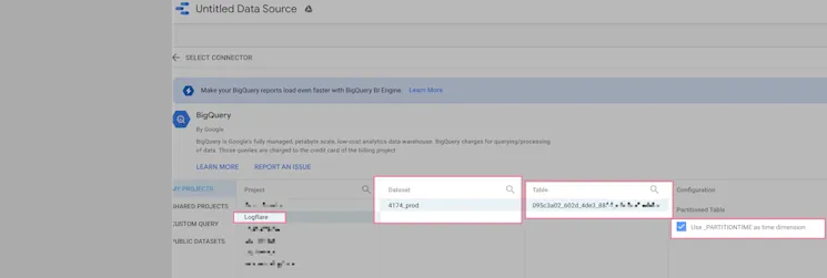 BigQuery connection setup