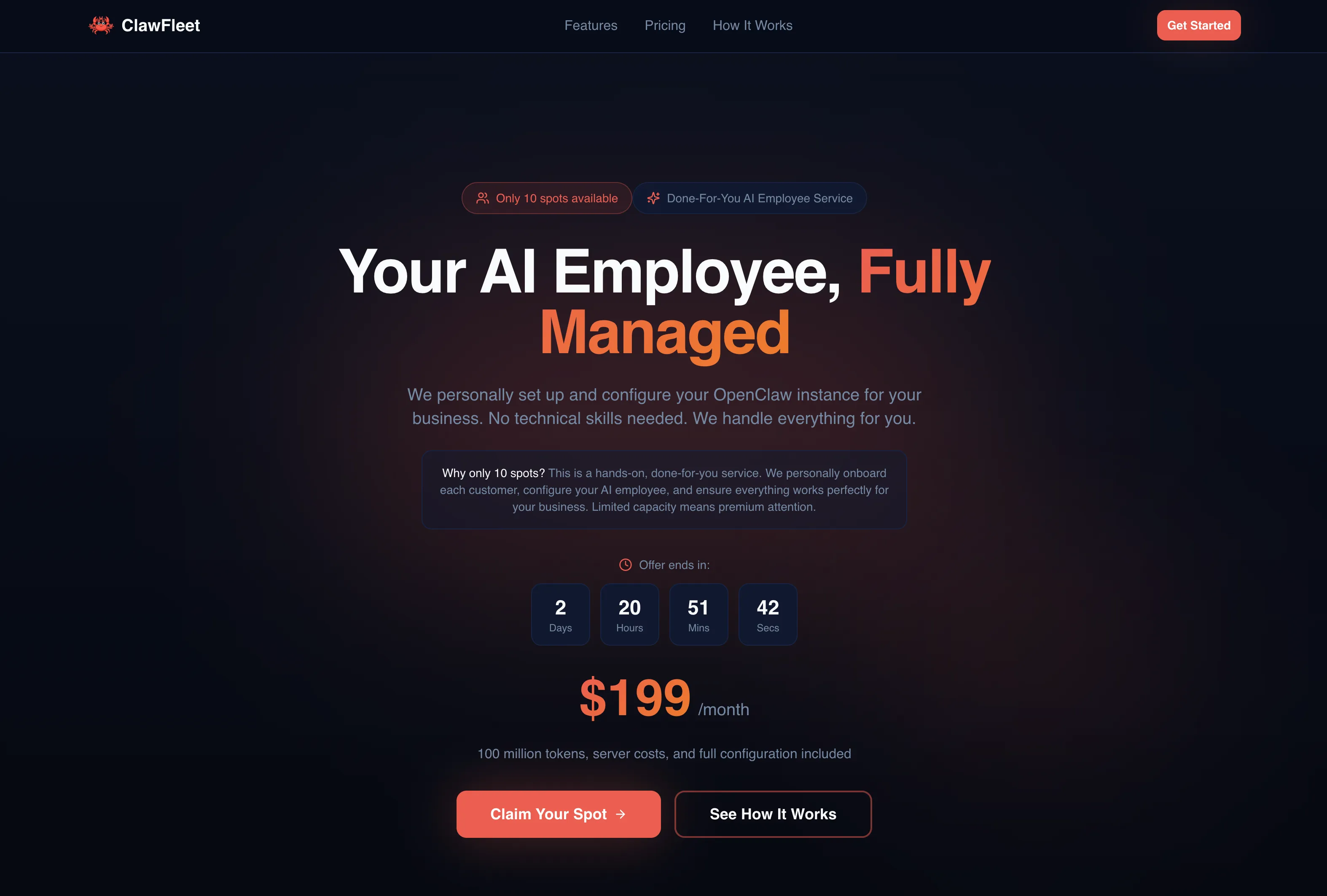 Screenshot of OpenClaw hosted service deployment options