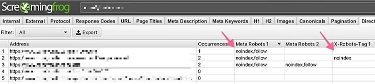 Crawler directive showing no-index
