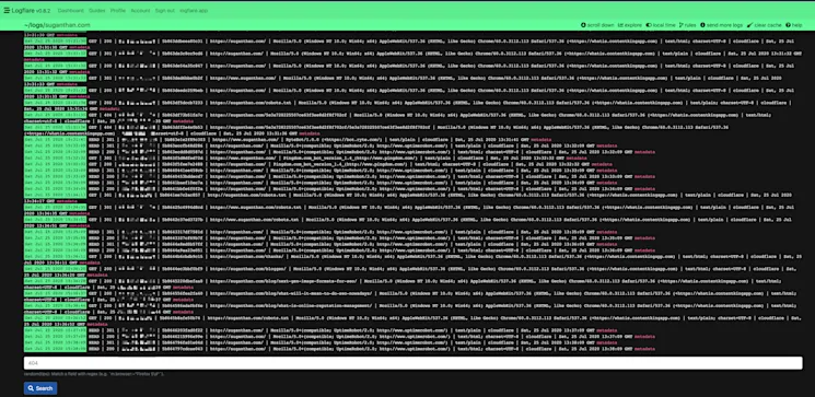 Logflare real time log view
