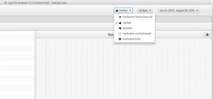 Screaming Frog bot filtering and verification
