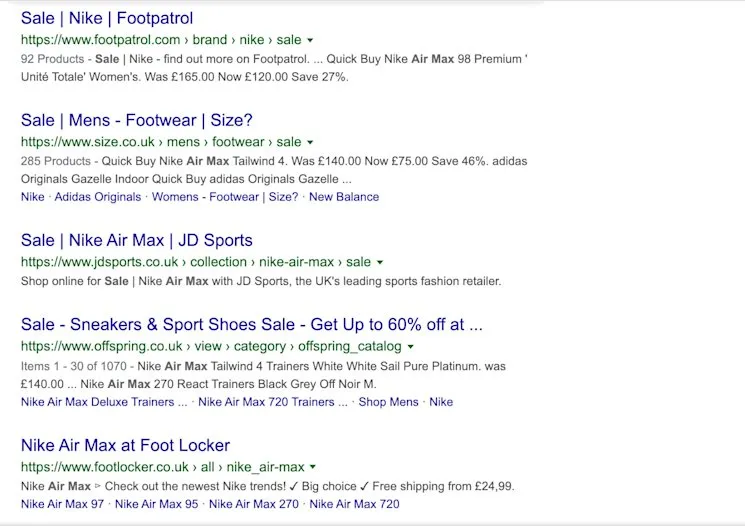 Air max sale keyword competitors in London
