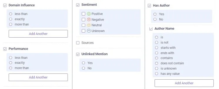 Filters related to domain metrics